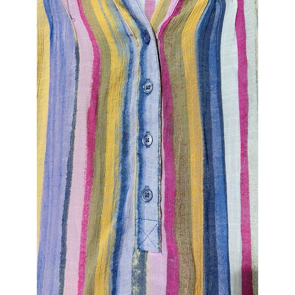 Zac & Rachel TOP (Medium) LONG SLEEVE BUTTON DOWN Striped MULTICOLOR Pink Purple - Picture 2 of 5